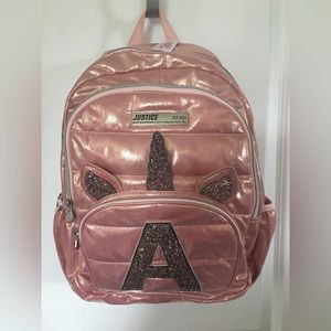 New Justice A initial unicorn backpack